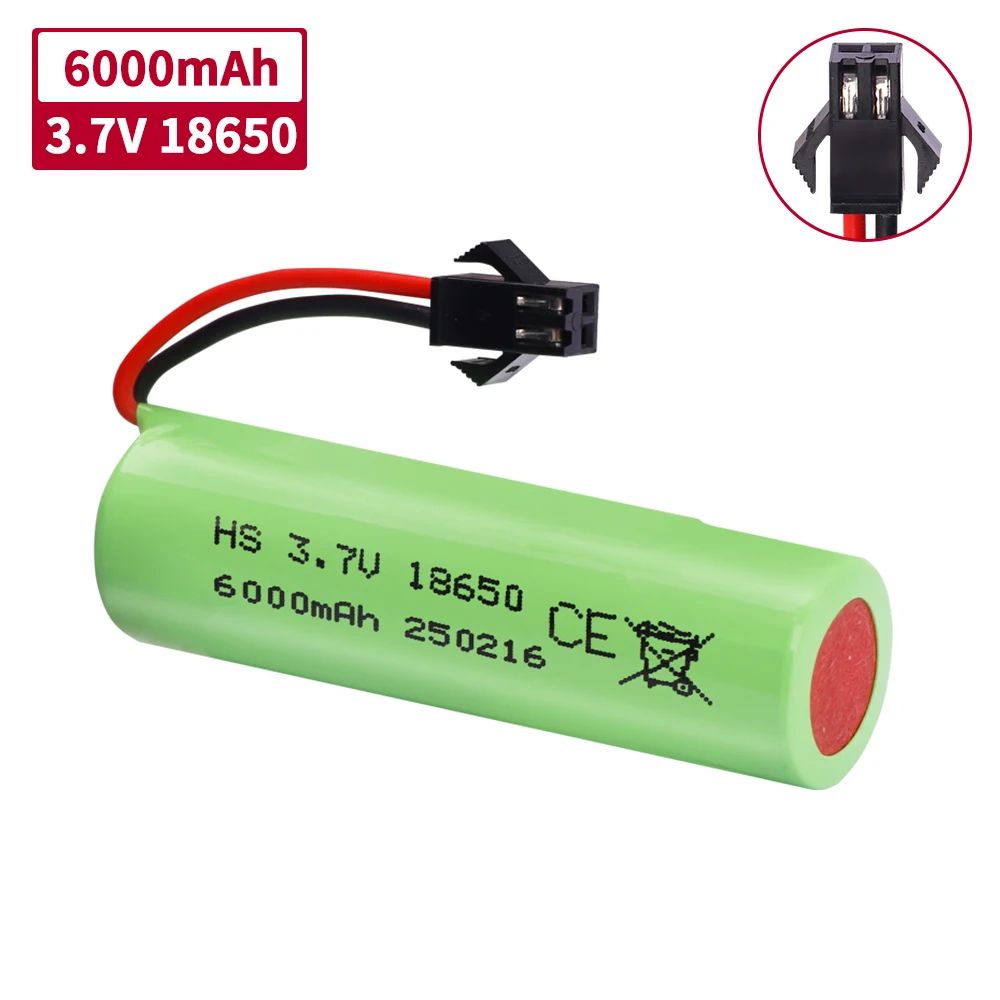 Upgrade 3.7V 18650 6000mah Battery For RC Stunt Car Q85 Q70 Rc Car Toys SM-2P Plug RC Boat Car Water soft Gun Batteries Parts