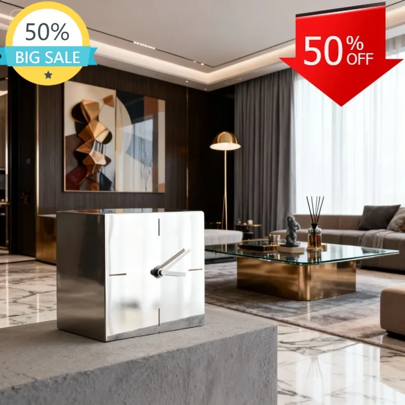 

Современные настольные часы с циферблатом из нержавеющей стали, роскошные креативные украшения для рабочего стола, прикроватные часы для спальни, декор для комнаты