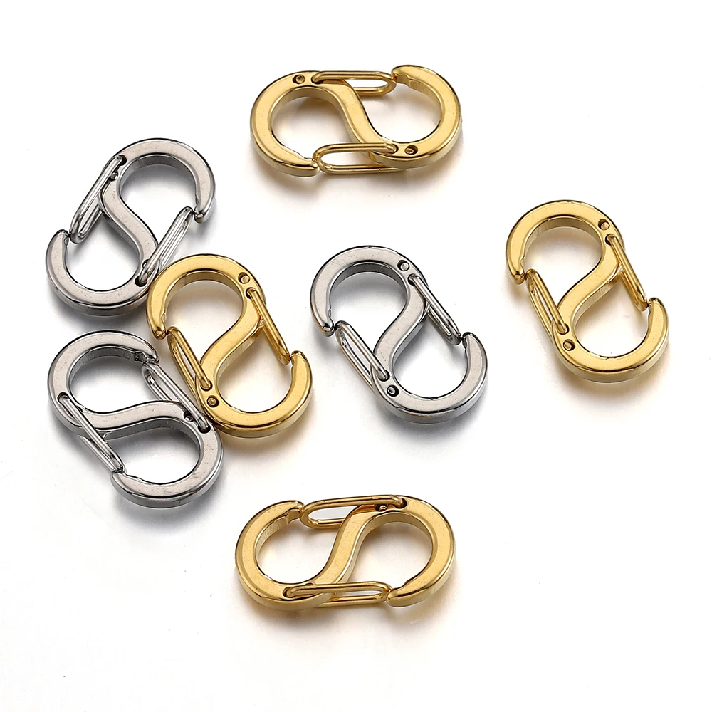 

4pcs Gold Color Stainless Steel S Shape Buckle Spring Lobster Clasps Hooks Connectors