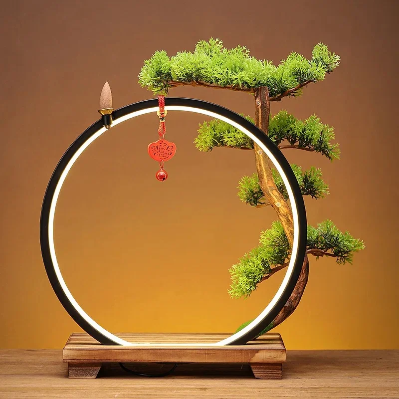 Zen Ornaments Warm LED Lamp New Style Backflow Incense Display Bracket Light Ring Gifts