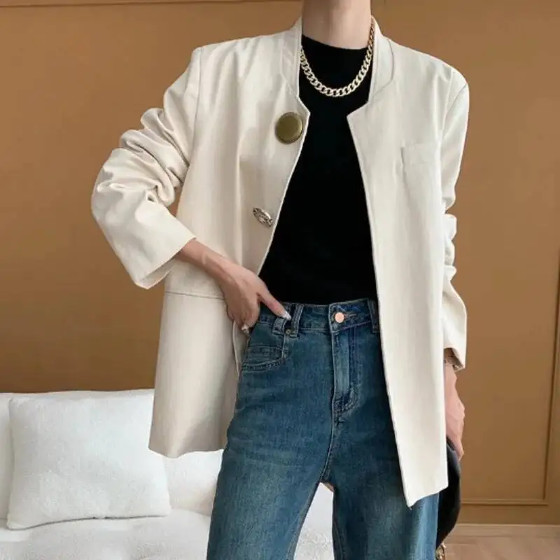 FANAN Women’s Jacket Regular Shoulder Large Buttons Textured Spring Autumn 2025 Lightweight Elegant Comfortable Premium Quality