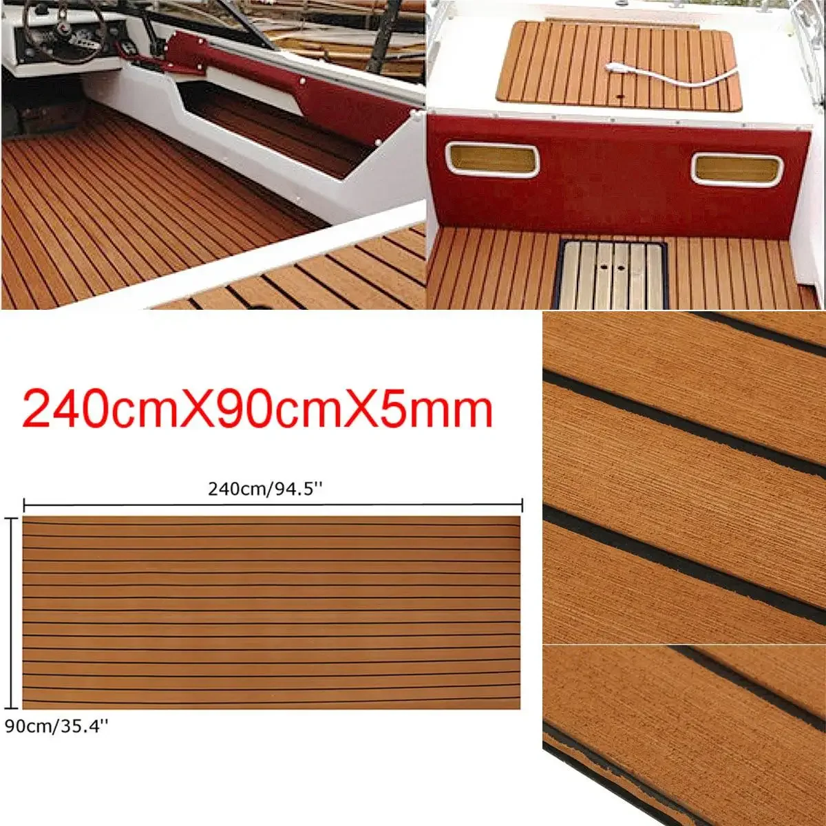 for 2400x900x5mm Self Adhesive Yacht Flooring Self-Adhesive EVA Foam Teak Faux Teak Boat Decking Sheet Brown