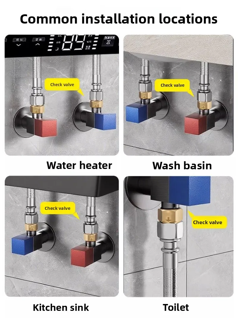 Heavy-Duty One-Way Check Valve Anti-Backflow Valve for Bathroom Water Pipes, Toilet, Water Heater & Water Meter Maintenance