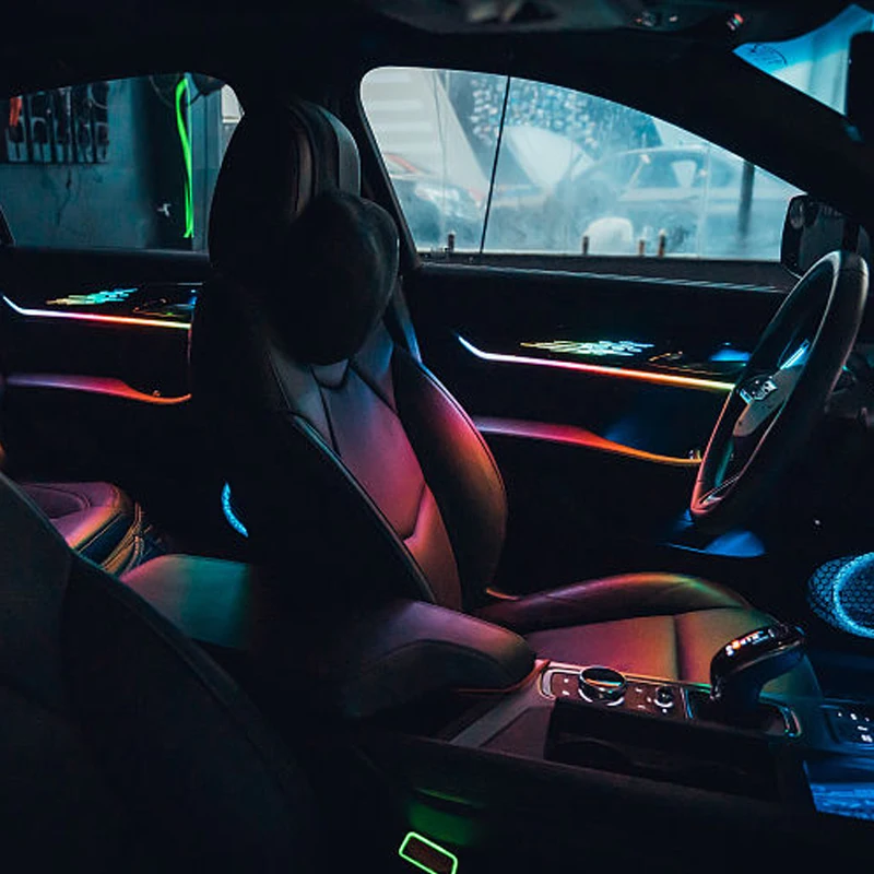 Car Ambient Lighting System Automotive Interior Atmosphere 24 LED Lights APP Control Lamp for Cadillac CT5 Chrome Profile