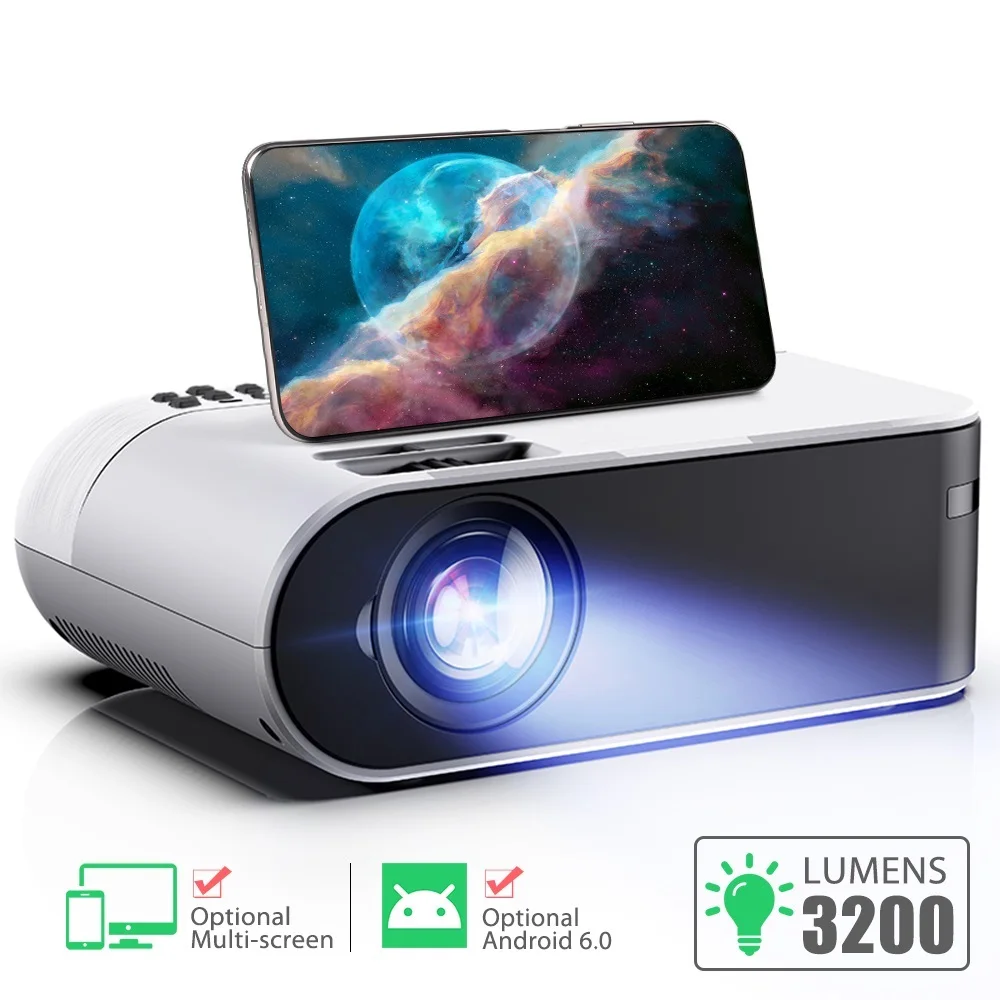 Top TD60 Mini Projector Portable WiFi Android 6.0 Home Cinema for 1080P Video Proyector 3200 Lumens Phone Smart 3D Beamer