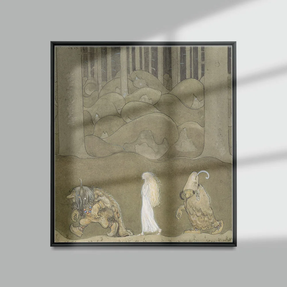 

John Albert Bauer Art Print Poster The Princess And The Trolls Wall Stickers Fairy Tale Canvas Painting Decor
