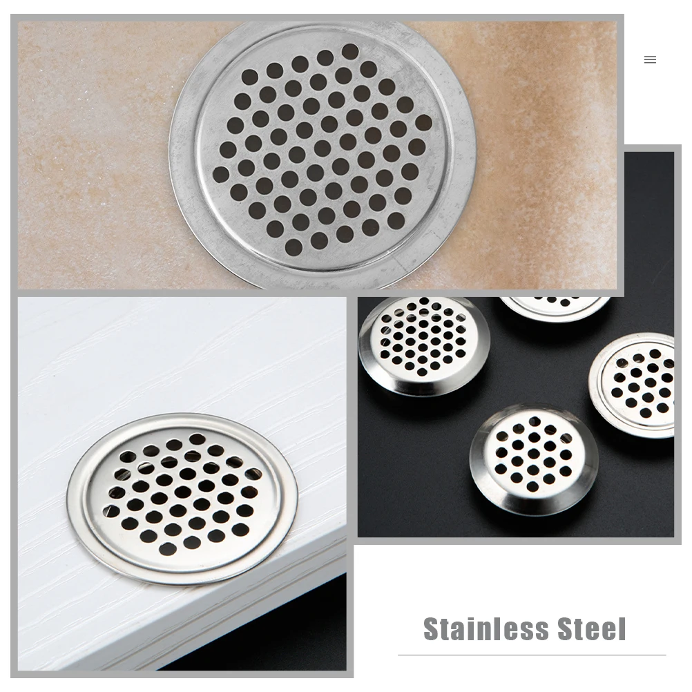 

100pcs Ventilation Hole Covers Stainless Steel Round Air Louver Mesh Vents Closet Wardrobe 35mm Furniture Soffit Vents Cabinet
