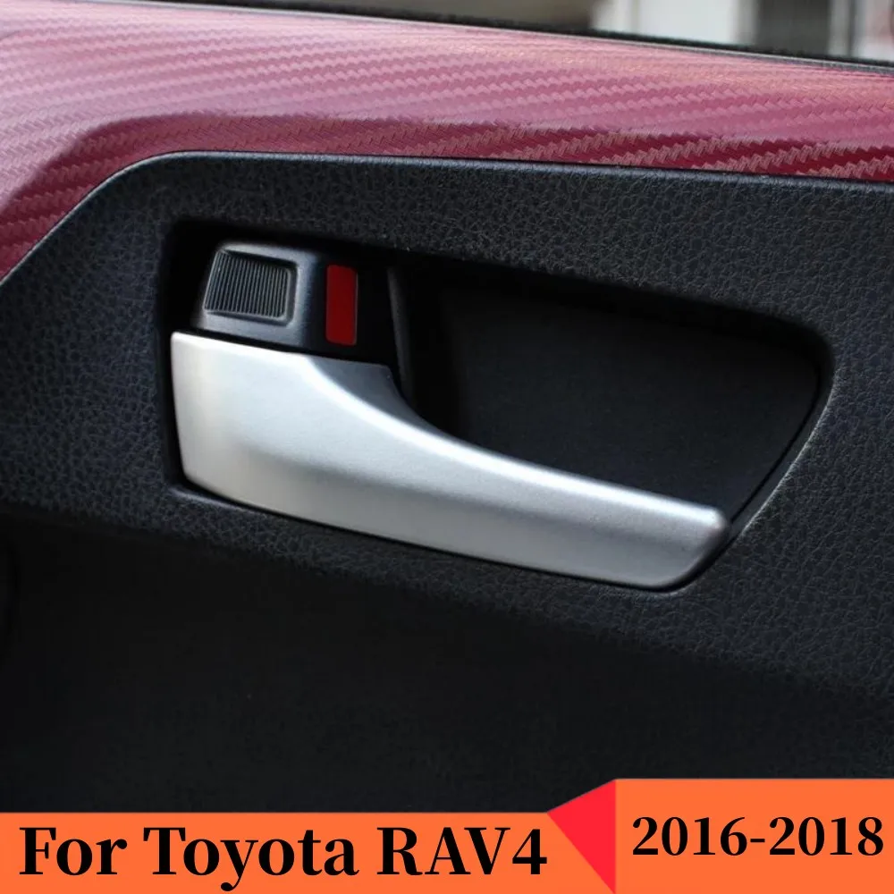 

For Toyota RAV4 2014 2015 2016 2017 2018 ABS Matte Silvery Inner Side Door Handle Cover Bowl Insert Trim Overlay Accessories