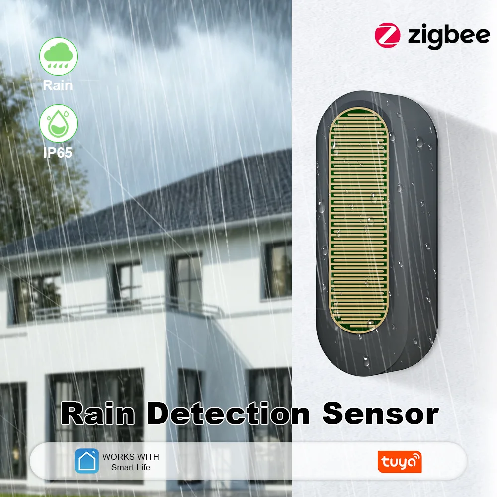 Zigbee Tuya Rain Sensor Smart Outdoor Rain Detection IP65 Waterproof Water Leak Sensor Wirelesse Smart Life APP Control