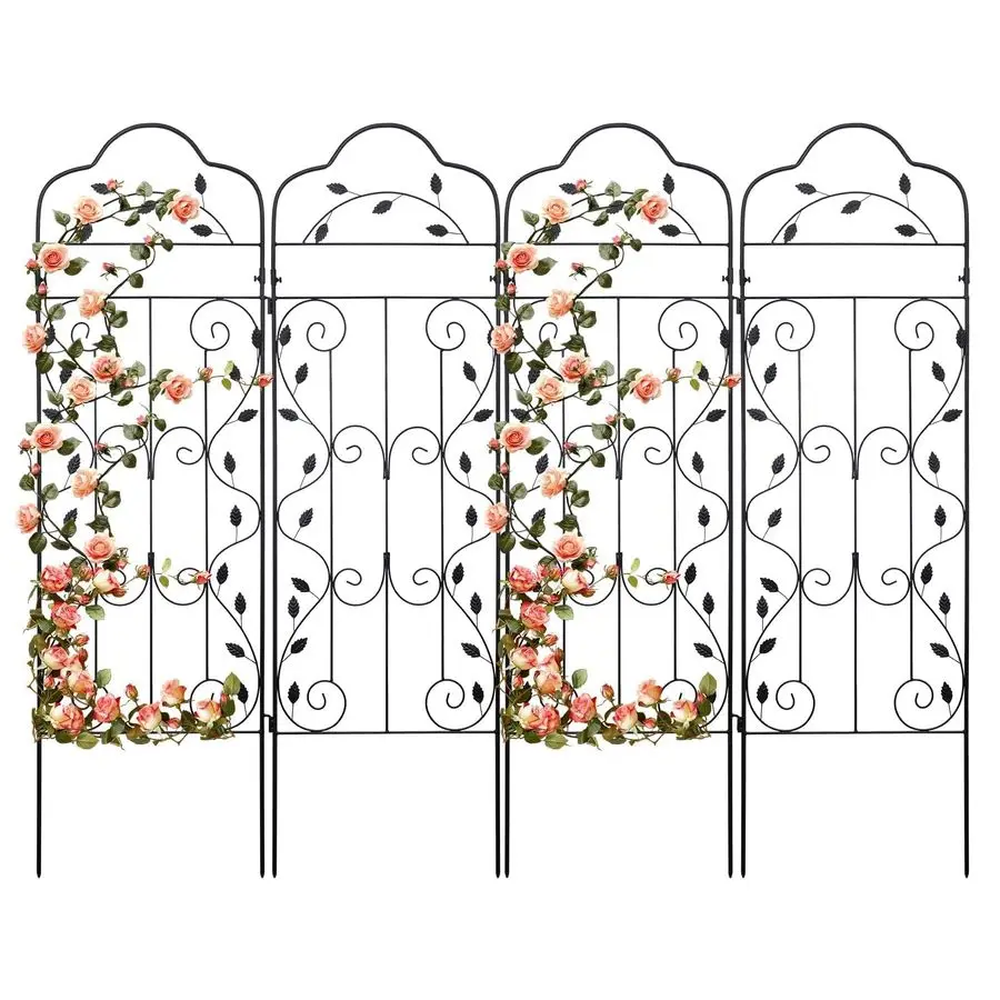 

4 Packs 60 18 inch Metal Garden Trellis for Climbing Plants Outdoor,Heavy Duty,Black Coating Rustproof Trellis for Rose, Vegetab