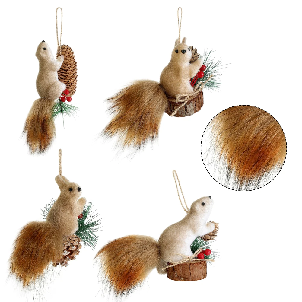 

Foam simulation squirrel pendant decoration for Christmas tree and wreath accents with hanging loop for holiday displays