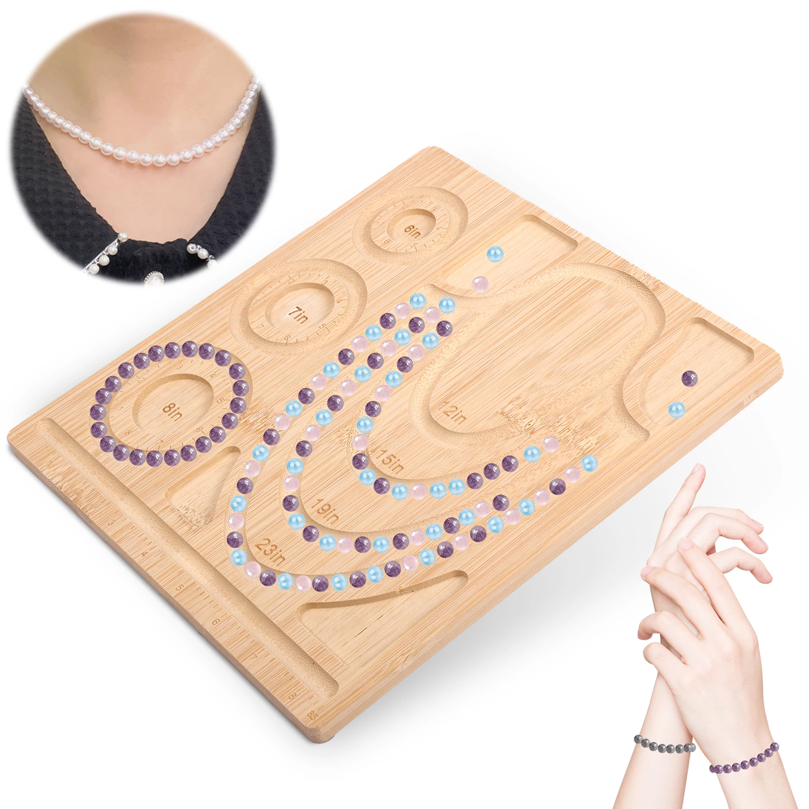 

Деревянная доска для дизайна бисера, ювелирные изделия своими руками, браслет, ожерелье, деревянная доска, дизайн бусин, аксессуары, измерительные инструменты, коврики для бисера, лотки