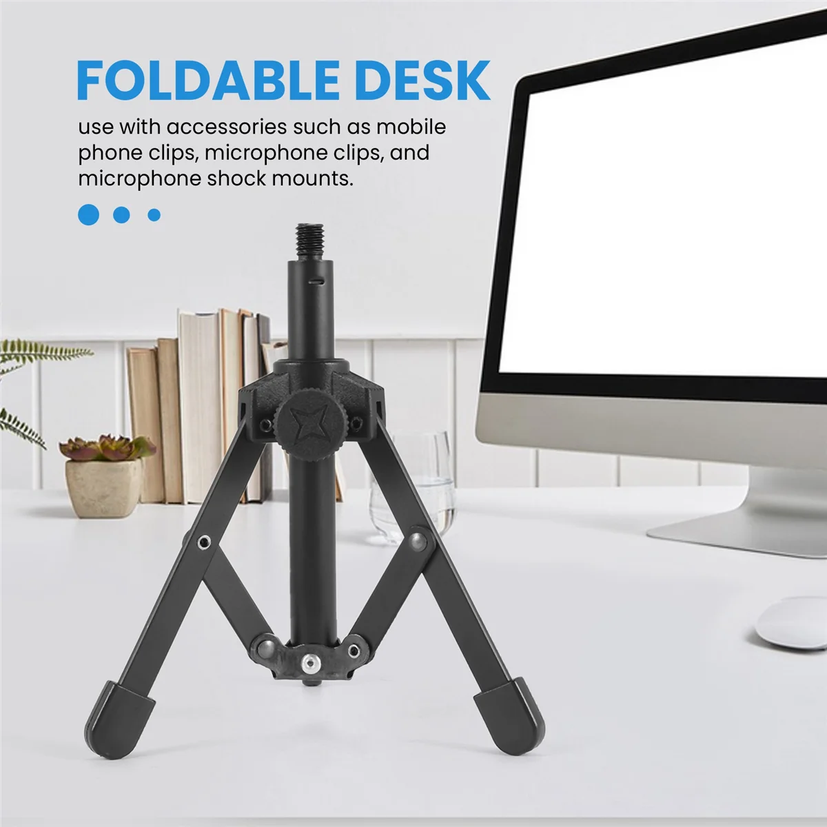 Foldable Tripod Desktop Microphone Stand Holder for Podcasts, Online Chat, Conferences, Lectures,Meetings, and More