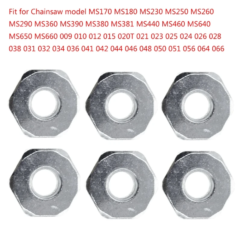 Replacement Guide Bar Nut for MS360 MS380 MS381 MS390 MS440 Chainsaw Silver 6pcs Dropship