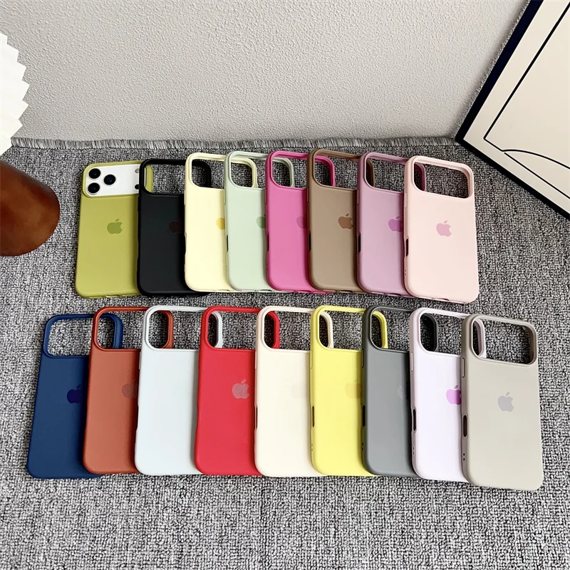 الأصلي الرسمية أبل سيليكون حالات آيفون 17 16 13 14 15 12 برو ماكس شعار كامل جراب هاتف لابل آيفون 17 برو غطاء