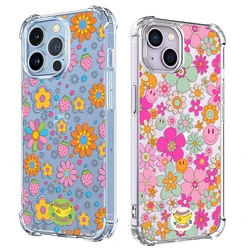 Fashion Flower Phone Case For IPhone 15 14 13 12 11 Pro X XS XR Max 7 8 Plus SE 2020 3 Mini Shockproof Soft Clear TPU Back Cover