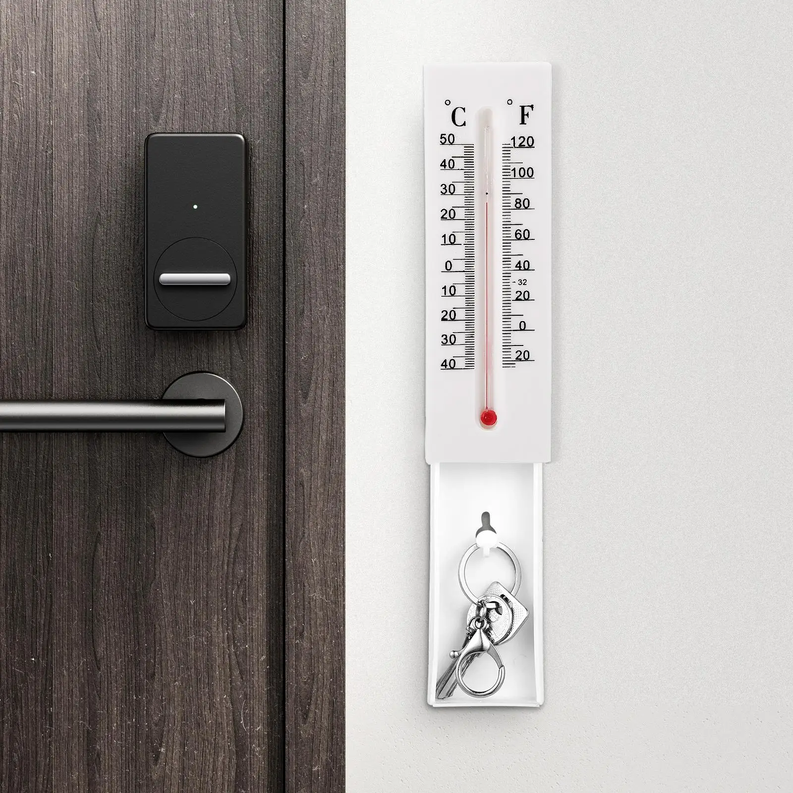2 Pcs Key Decorator Office Hider Wall Thermometer For Garage Outdoor Outside Gate