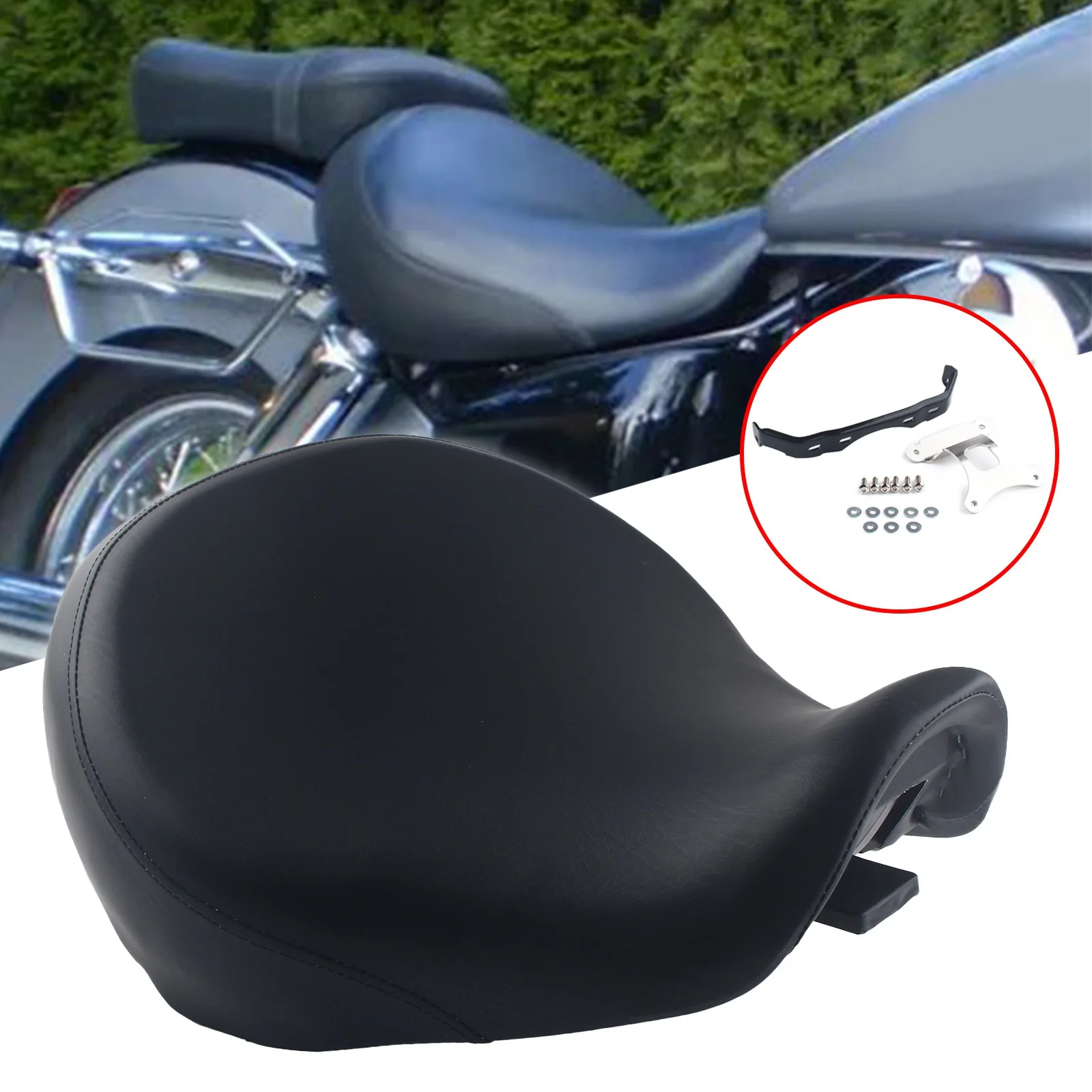 รถจักรยานยนต์ด้านหน้า Rider Seat Fit สําหรับ Honda Shadow Aero 750 VT750C 2004-2024 05 สีดํา