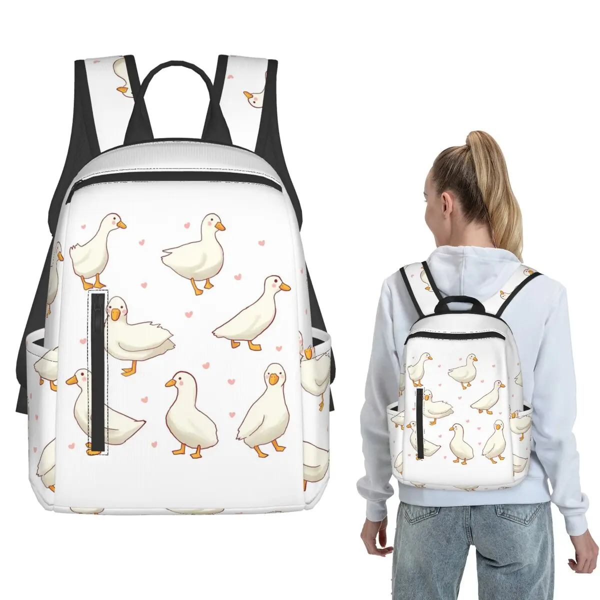 

Ducks Pattern Backpack Large Capacity Children BookBag School Bag Shoulder Bags for Men Women