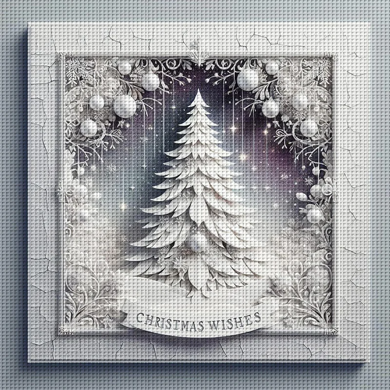 

White Dreamy Christmas Tree Cross Stitch Kit DIY 11Ct Embroidery DIY Cross Stitch Kit for Home Wall Decoration and Gifts Handmade Materials Frameless (Semi-Finished Product) 36X36Cm/14.17X14.17In