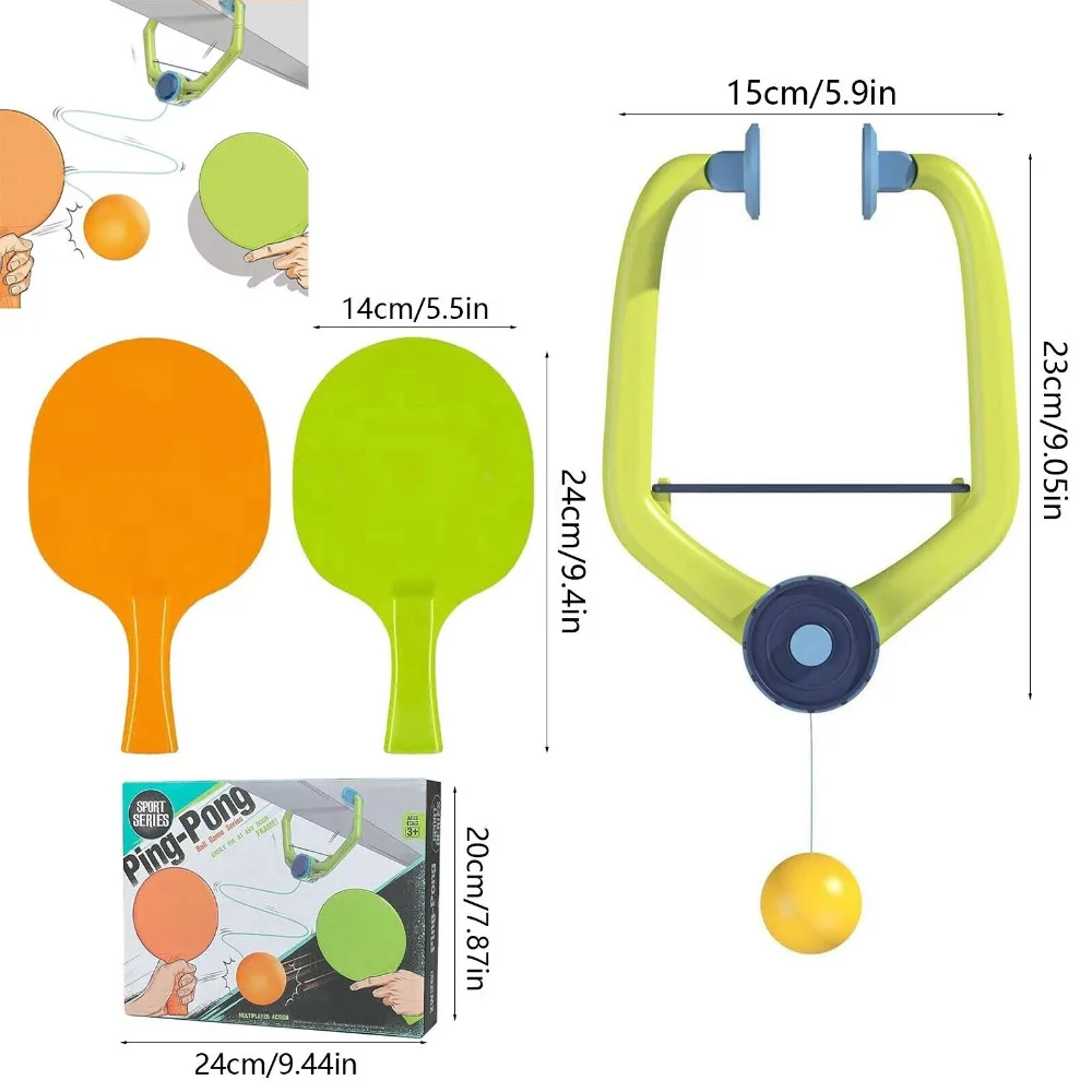 Juego de entrenamiento de tenis de mesa colgante ajustable con raqueta y pelotas que mejoran la coordinación, juego de Ping Pong portátil para puerta de niños