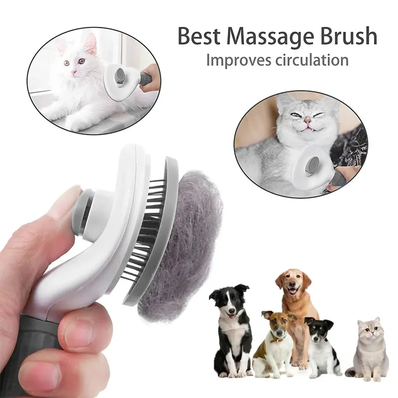 Katze Kamm Selbstreinigende Tierhaarentferner Bürste für Hunde Katzen Pflege Massage Werkzeuge Haustiere Dematting Hund Kätzchen Kamm Zubehör – Detail 5