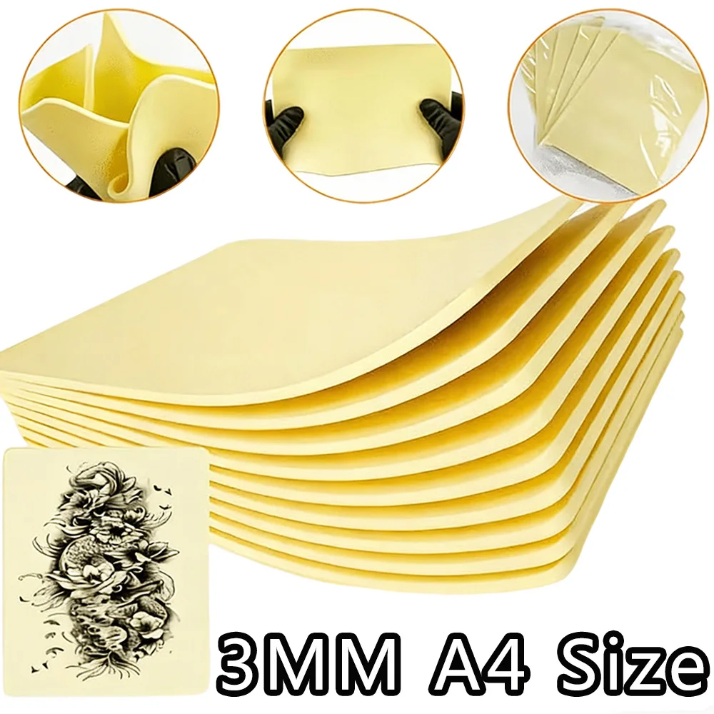 

3MM A4 Size Tattoo Practice Skin Two-Sides Silicone Thicker Tattoo Fake Skins for Various Tattoo Practice Scene Tattoo Accessory