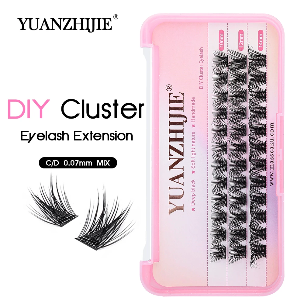 

Wholesale YUANZHIJIE 0.07mm Segmented False Eyelash C/D Curl Individual Wispy Clusters Lashes Mix 10/12/14mm Length DIY Eyelash