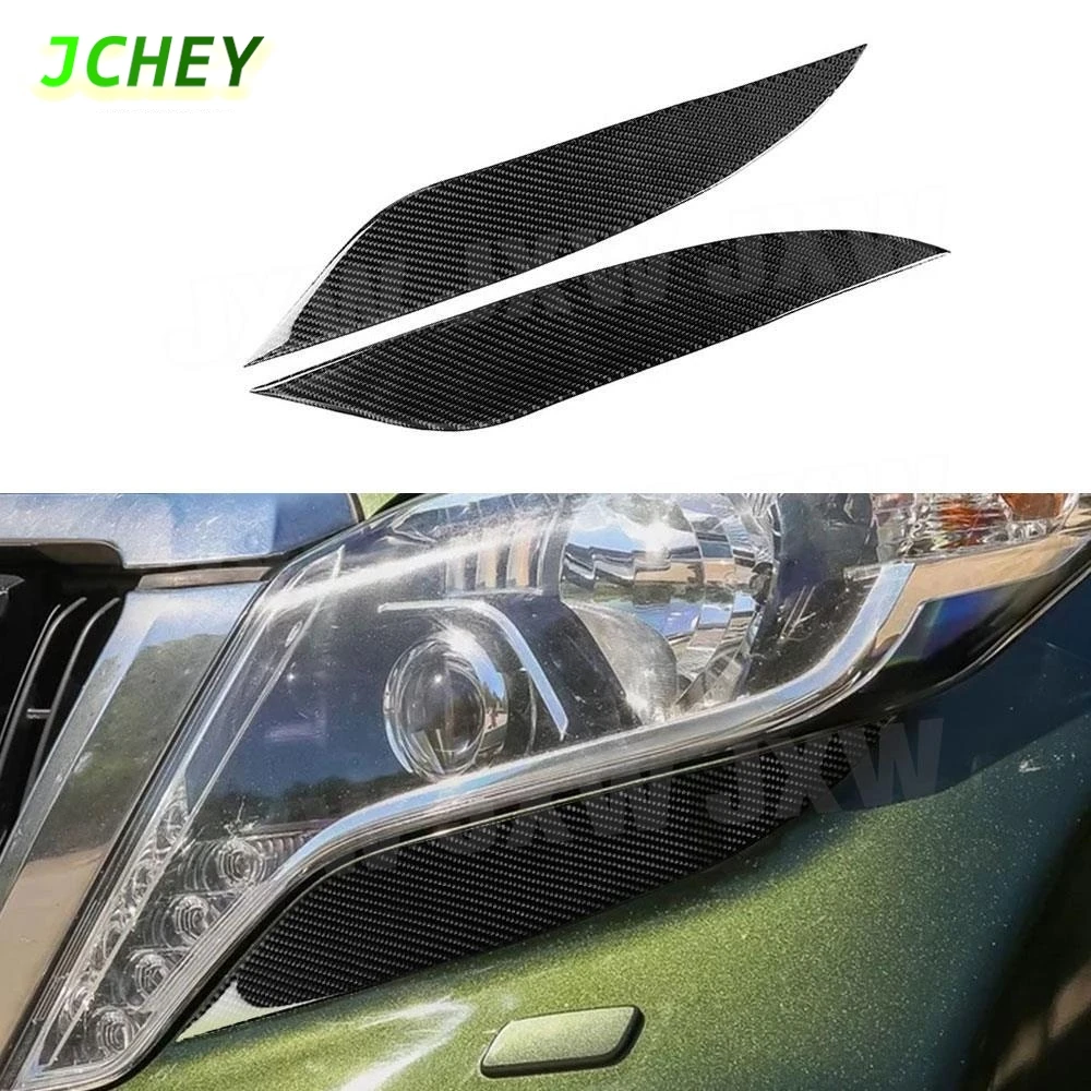 

JCHEY Carbon Fiber Front Lamp Headlight Lower Eyelids Trim Cover Stickers For Toyota Land Cruiser Prado 2014-2017 Exterior