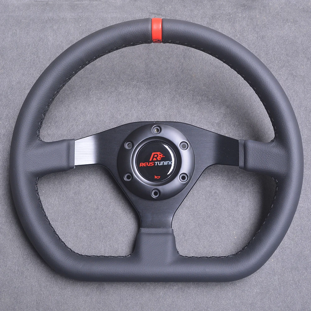 High Quality 320mm 12.6\'\' D Shaped Leather Flat Drift Racing Race PC Game Car Truck Driving Simulator Simulation Steering Wheel