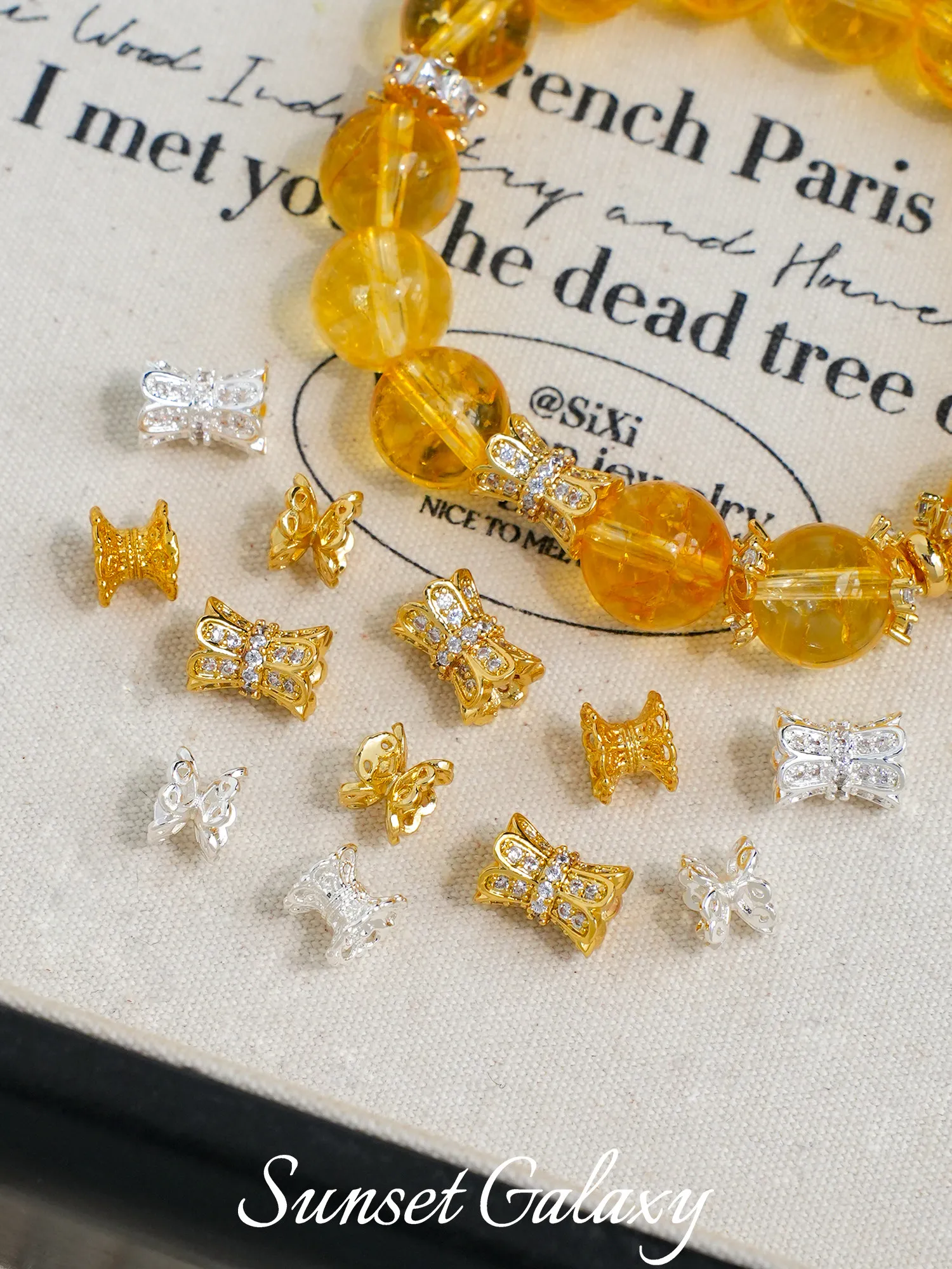 18k Gold-plated Hollow Small Waist Micro-inlaid Zirconium Beads Handmade DIY Bracelet Necklace Jewelry Accessories Material