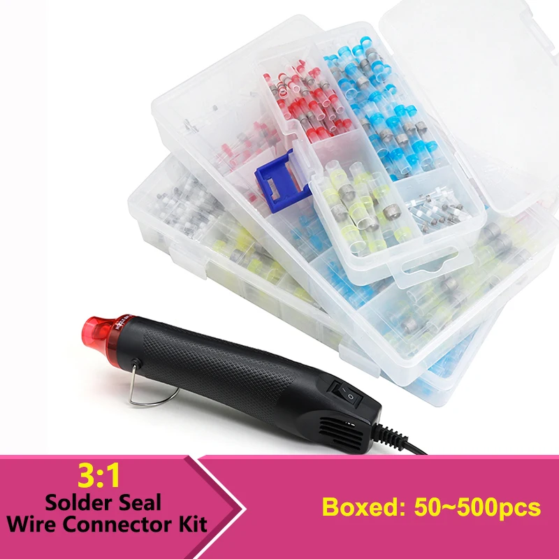 

1/2/5 Boxed Solder Seal Wire Connector 3:1 Heat Shrink Sealed Insulated Butt Splice Terminal Waterproof Butt Connectors Terminal