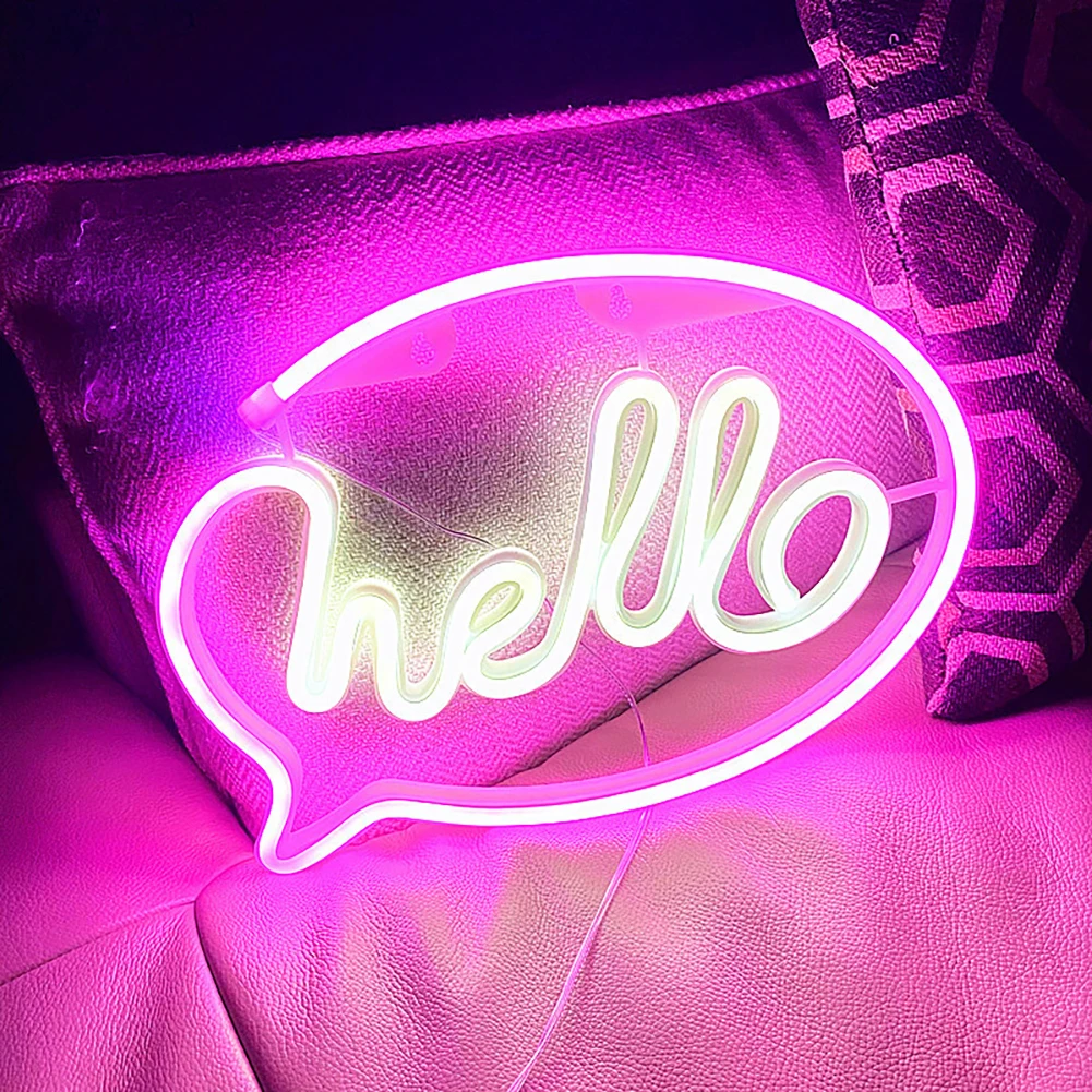 Hello Night Lights Led Neon Light Bedroom Decor Dorm Desk Lamp Table Led Light Lamp Neon Sign Room Decor Birthday Gift Christmas