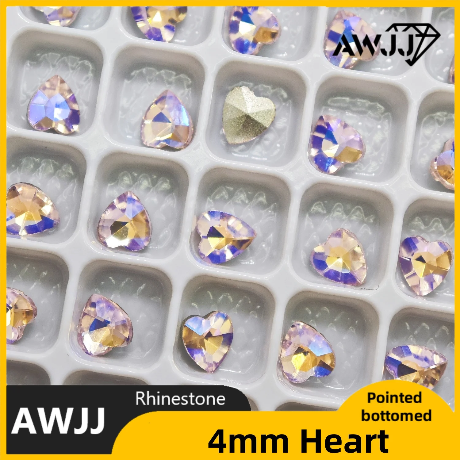 สีทั้งหมด 4 มม.มินิรูปหัวใจคริสตัลเพชรชี้ Bottomed อัญมณีใช้สําหรับต่างหูสร้อยคอเครื่องประดับเล็บอุปกรณ์เสริม