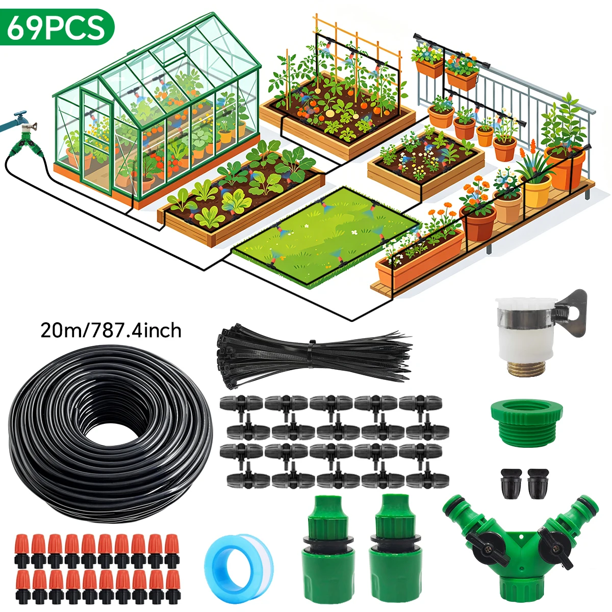 نظام ري الحدائق 30-5M، رشاش قا - مراجعة Smart Garden Greenhouse وسعره