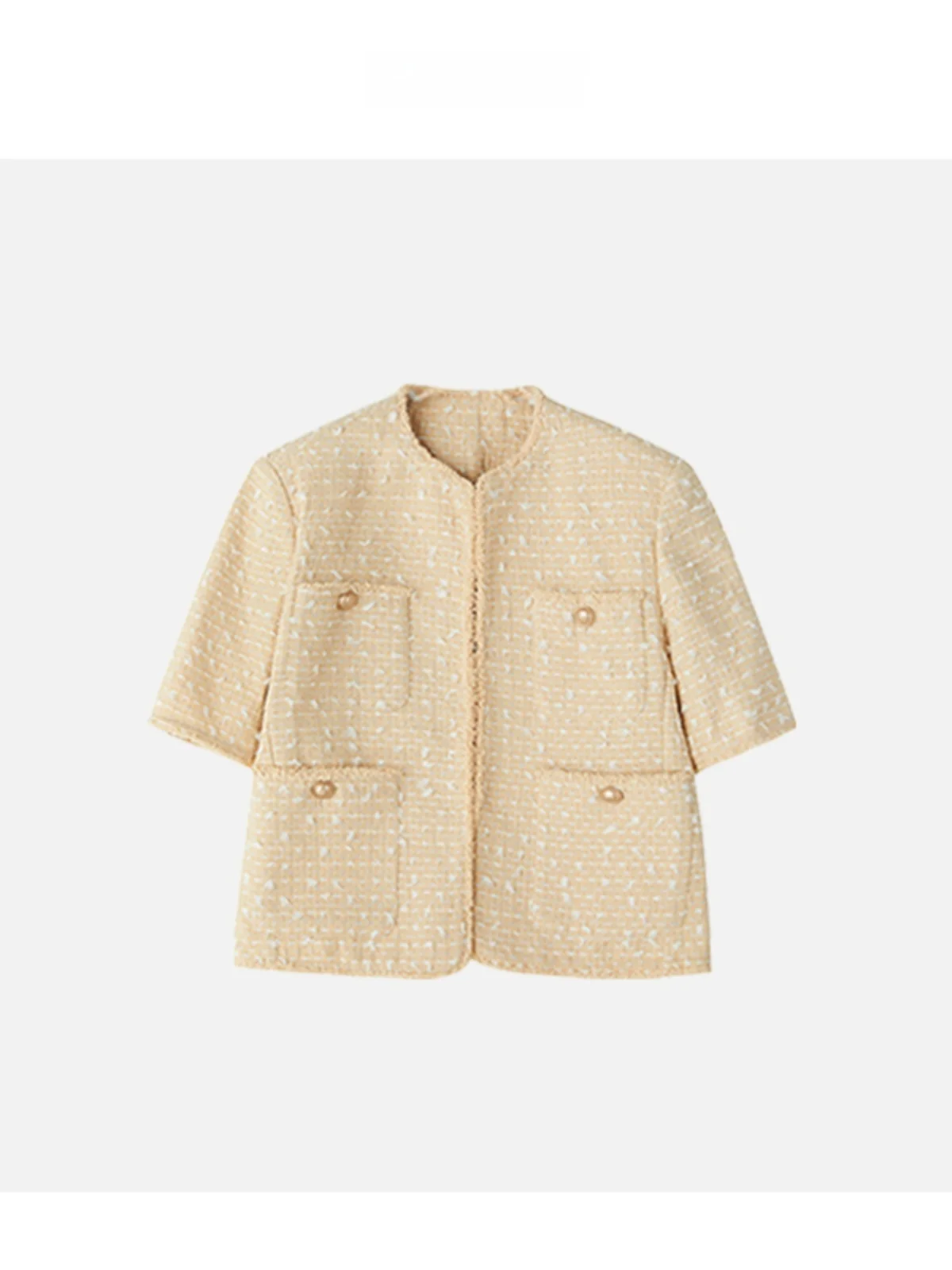 

JINGJING2024 Новая коллекция: Элегантная и комфортная верхняя одежда в стиле ретро «Девушка с острова цветов» из смесового хлопка и полиэстера