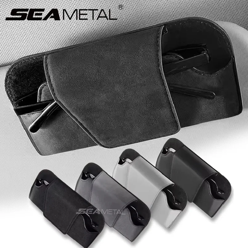 SEAMETAL Magnetic Suede Car Glasses Case Magnetic Sunglasses Holder Anti-Scratch Sun Visor Eyeglasses Protection Storage Case