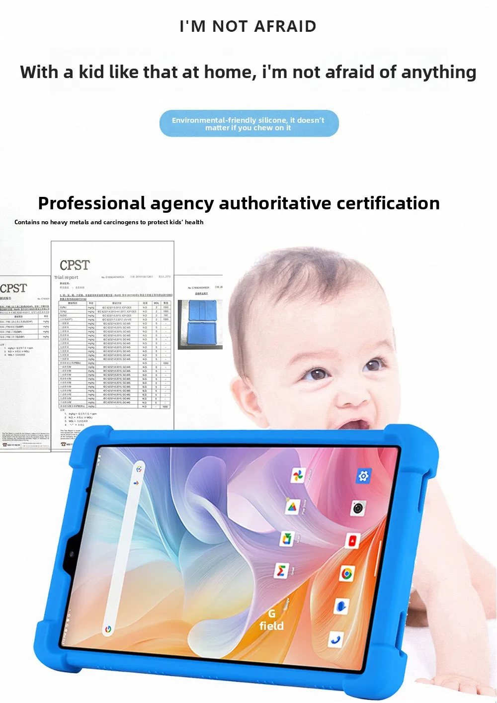 Silikonhülle für Cube iPlay60 Mini 8,7 Zoll Tablet, stoßfeste Schutzhülle mit Ständer, TPU-Ganzkörper-Schutzhülle – Detail 4