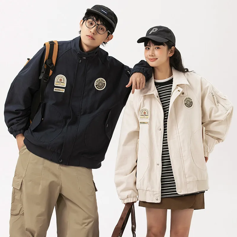 

Свободная повседневная куртка-бомбер с дизайном Bae для мужчин, осенняя новинка, удобная для повседневной носки, бейсбольная куртка для пар