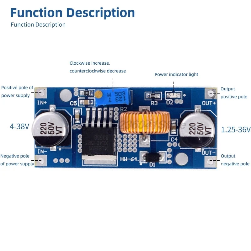 5 sztuk 5A 75W XL4015 konwerter DC-DC regulowany moduł obniżający napięcie 4.0-38V do 1.25V-36V DIY regulowany zasilacz