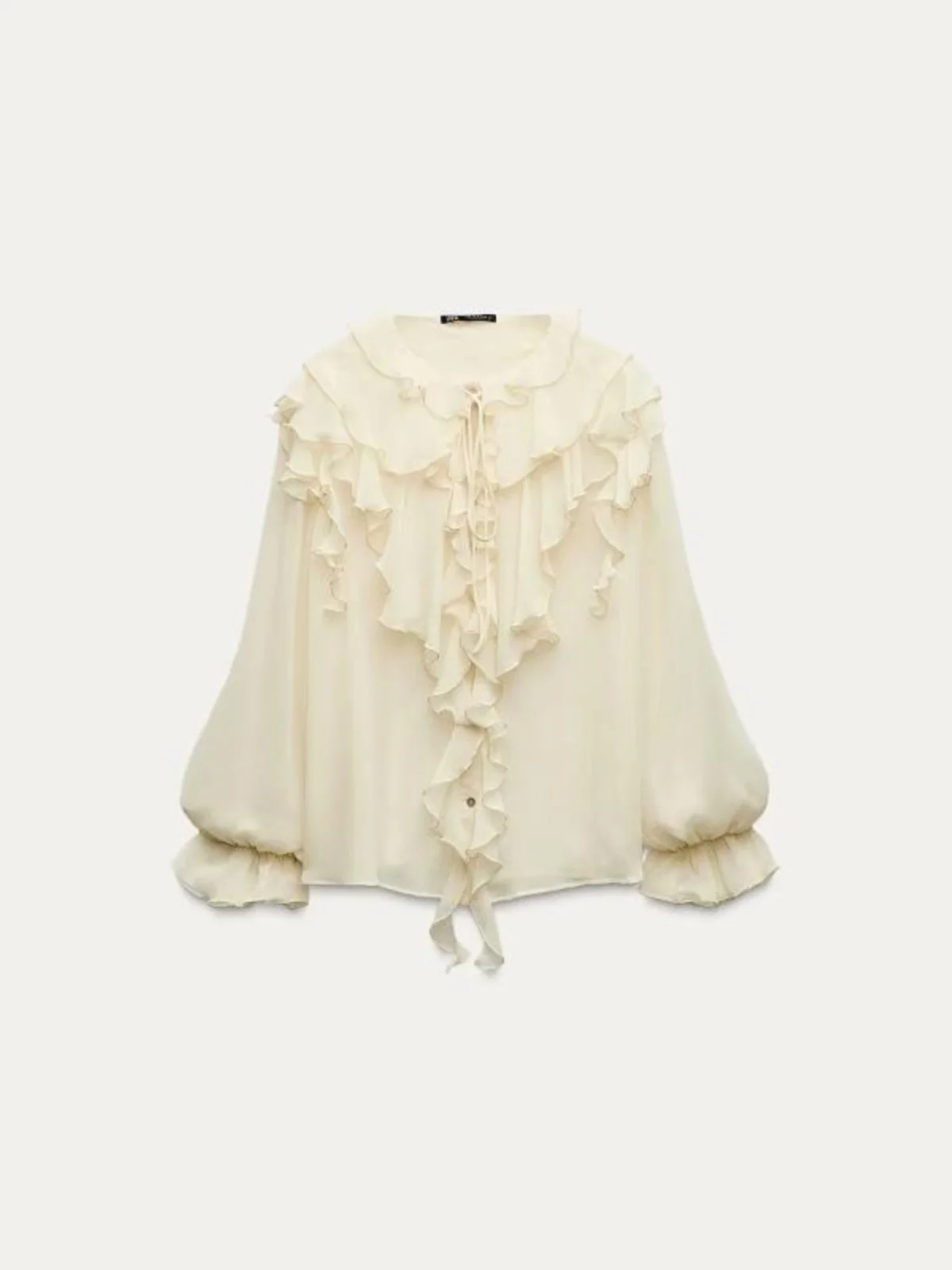 

Soft Wooden Toothed Collar Shirt Women's Layered Necktie Top Fashionable Loose Fit Long Sleeve round Neck Easy Care Autumn New