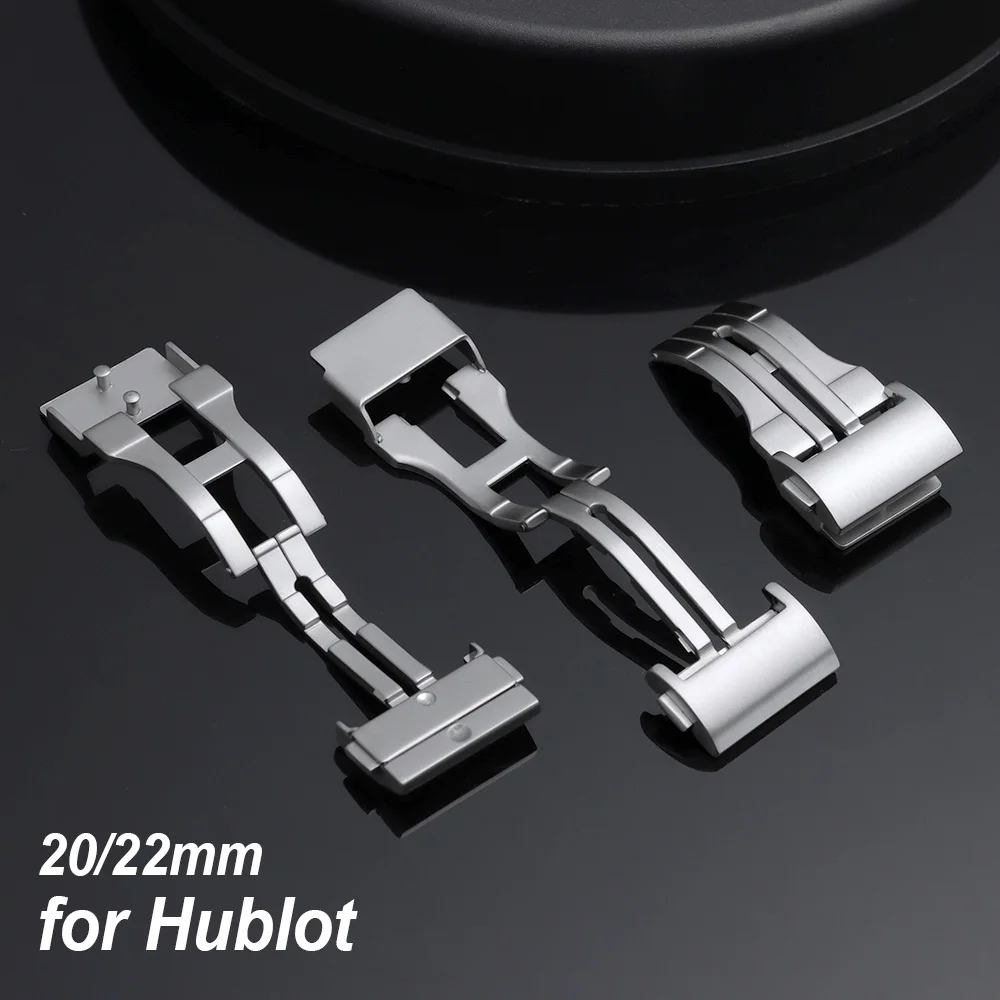 

20mm 22mm Watch Clasp Solid Stainless Steel Watch Buckle Metal Button Silver Double Press Folding Buckle Accessory for Hublot