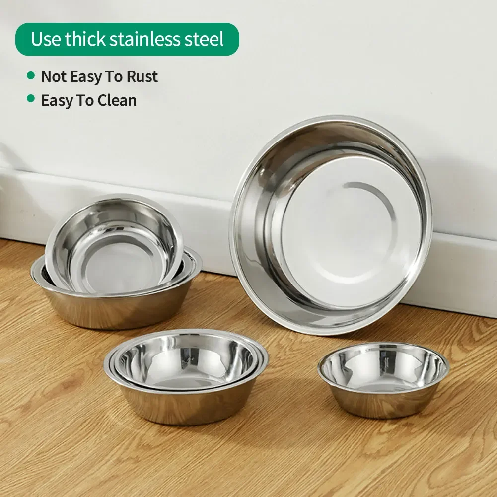 Large Capacity Dog Bowl Stainless Steel Pet Feeding Cat and Dog Food Drinking Bowl Metal Feeder Bowl Durable and Cheap