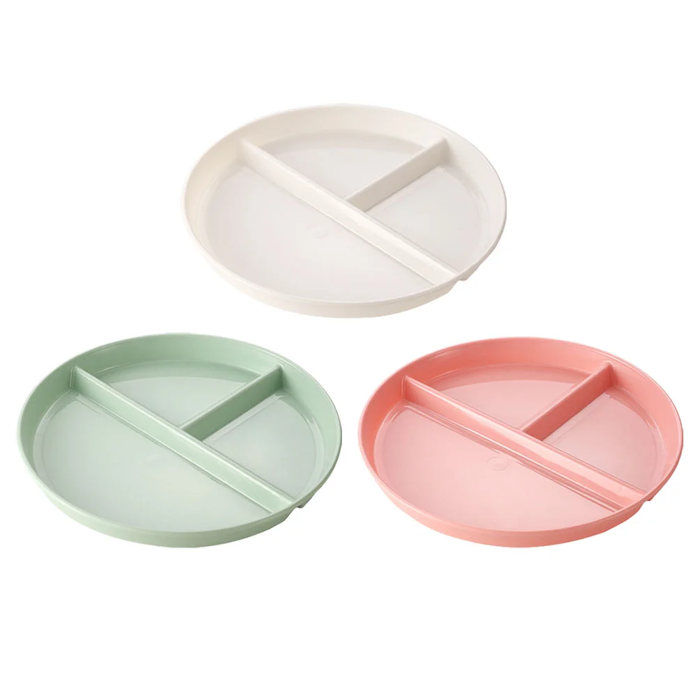 3 Pcs Divided Plate Portion Control Plates for Adults Meal Prep Flatware Food Tray Tableware