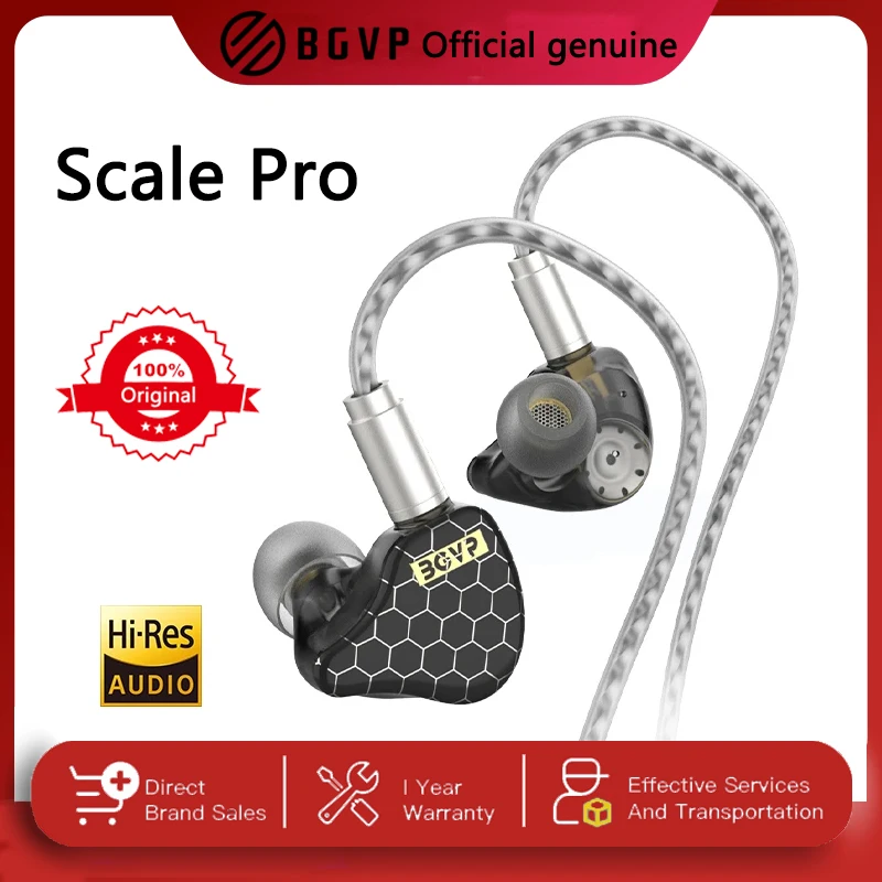 100% Original BGVP Scale Pro 1DD+1BA Hybrid in Ear Monitor Earphone 3.5mm Wired Bass Headset Mic 6D Sound Effects Gaming Earbuds