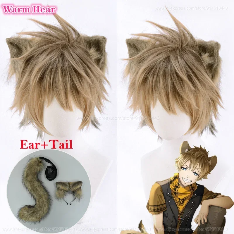 Anime  Ruggie Bucchi Cosplay Wig Flaxen Brown Gradient Heat Resistant Synthetic Hair Role Play Wigs   Wig Cap