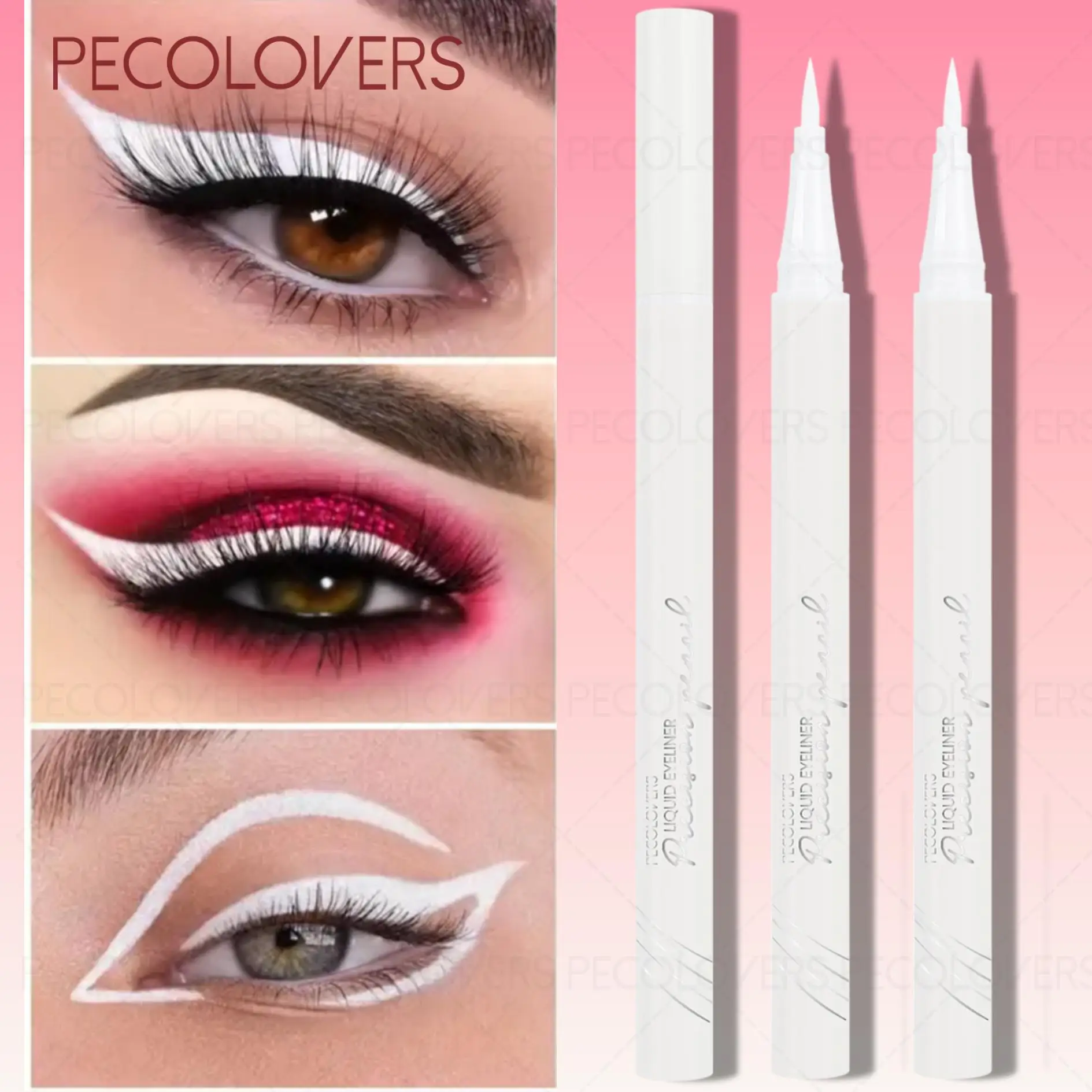 3 lápices delineadores de ojos a prueba de sudor, delineador de ojos líquido negro de larga duración, bolígrafos delineadores elegantes de secado rápido