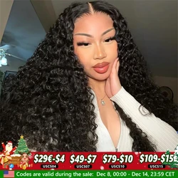 5x5 Glueless Deep Wave Ready to Wear Lace Closure Wigs Human Hair Pre Plucked 6x4 Curly Brazilian Transparent Lace Frontal Wigs