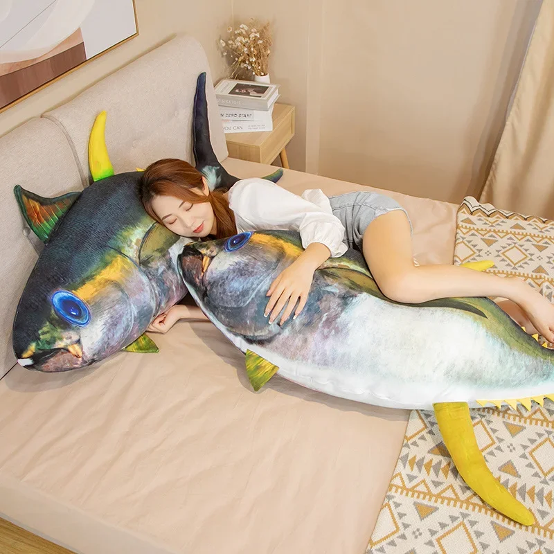 Simulation Bluefin Tuna Plush Toys Stuffed Soft Lifelike  Fish Pillow Ocean Fish Dolls Creative Gifts for Kids Sleep Pillow