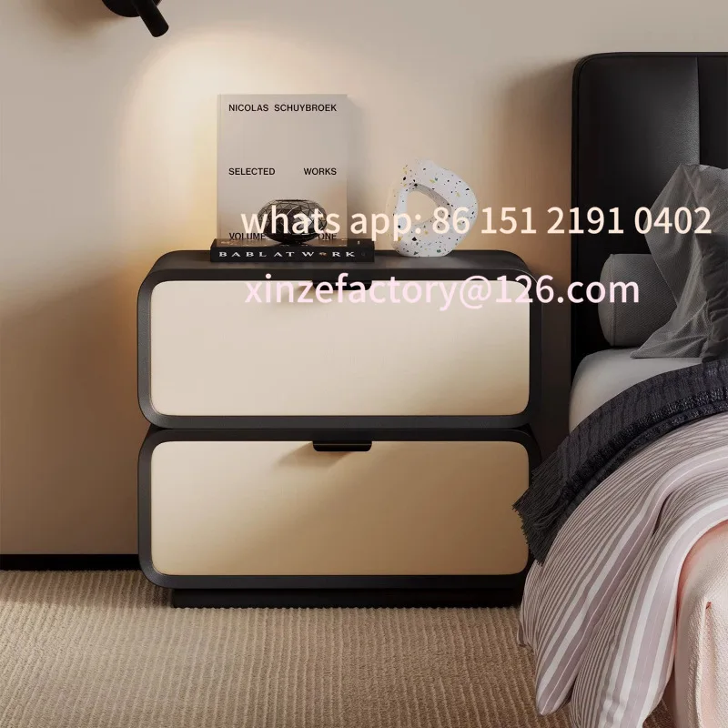

Customizable Solid wood small American high-end light luxury new storage cream simple modern home bedside table Bedroom